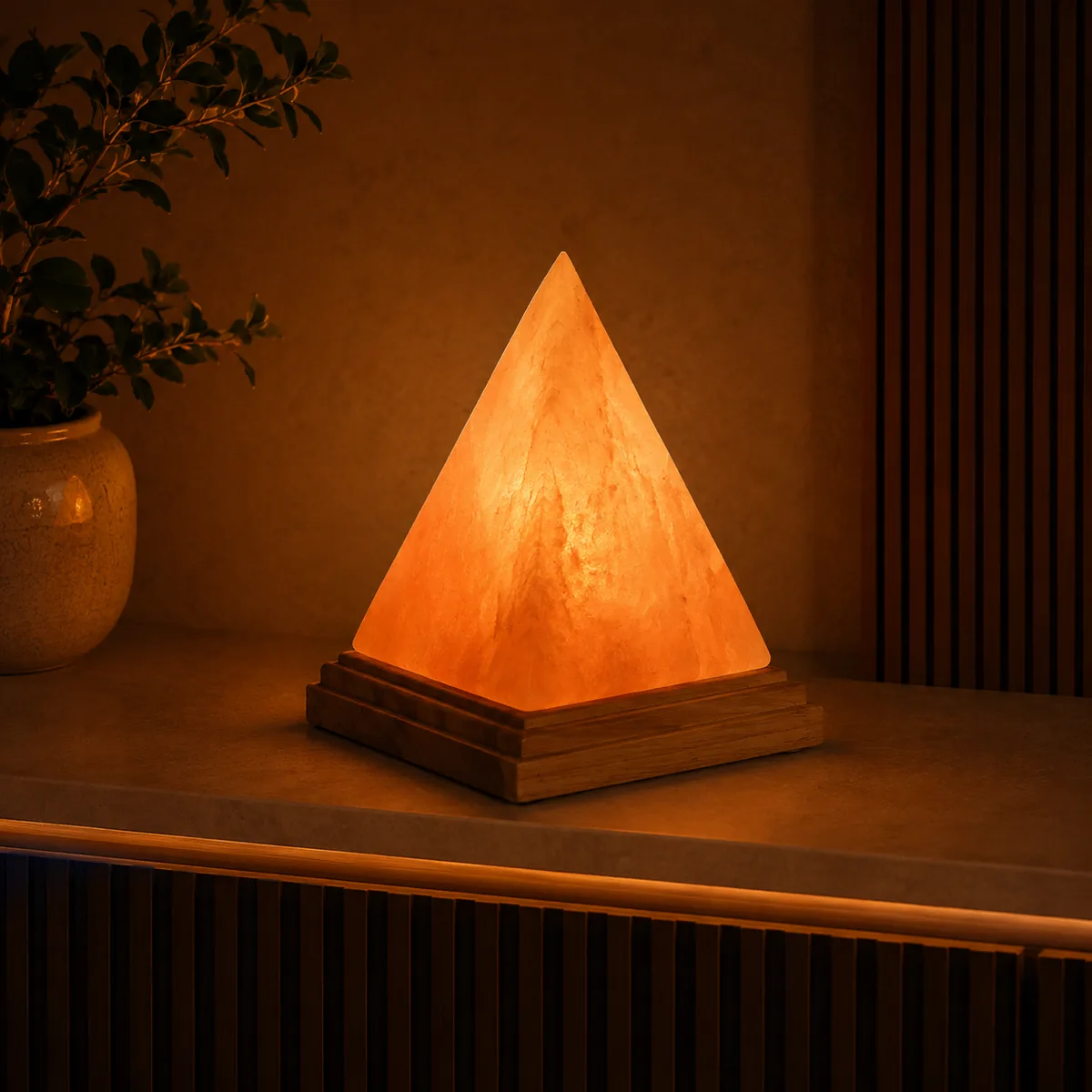 USB Himalayan Salt Lamp – Pyramid, Pink - Night Glow