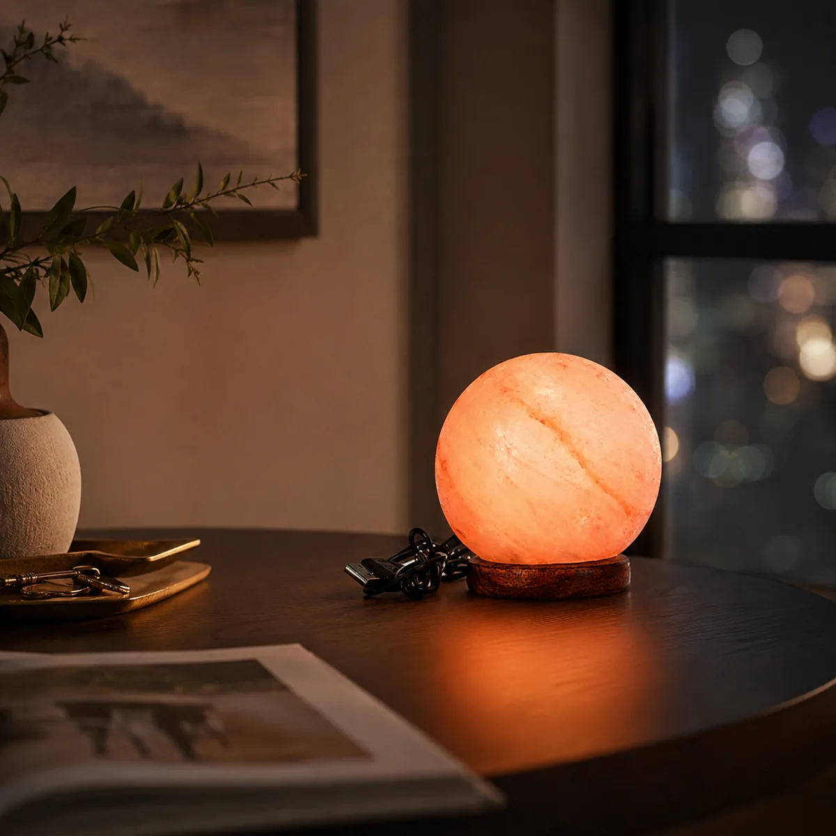 USB Himalayan Salt Lamp – Ball, Pink - Night Glow