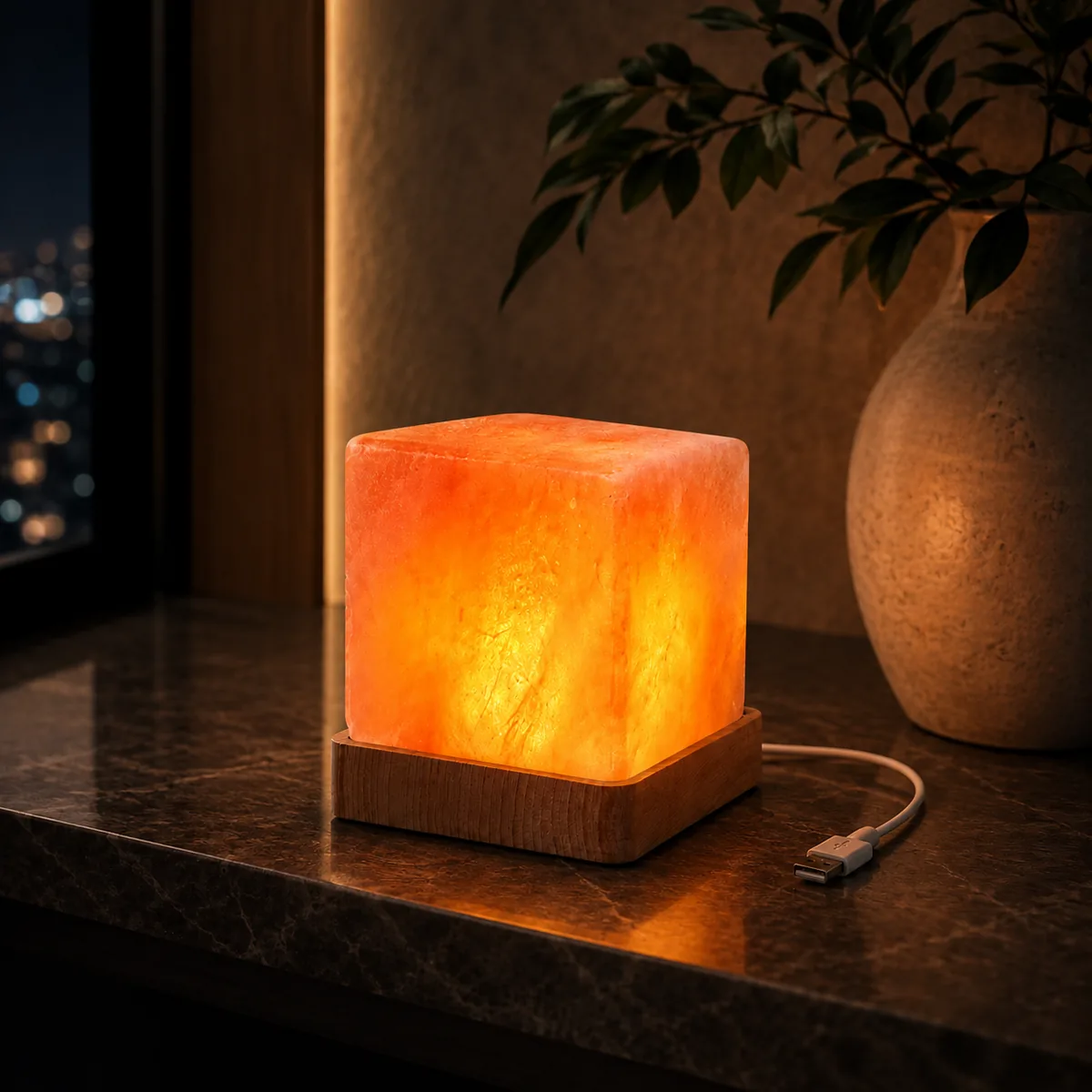 USB Himalayan Salt Lamp – Square, Pink - Night Glow