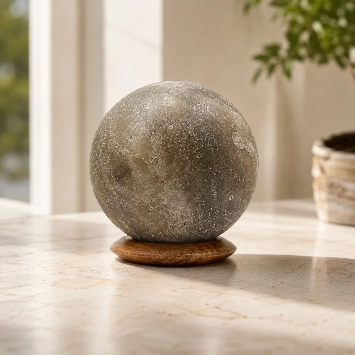 USB Himalayan Salt Lamp – Ball, Grey - Day Lifestyle