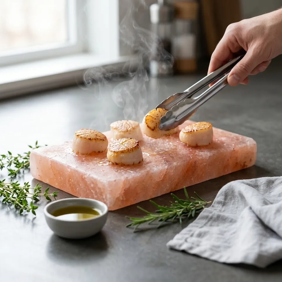 Himalayan Salt Cooking Plate – Rectangle (8"×4"×1.5") - Day Lifestyle