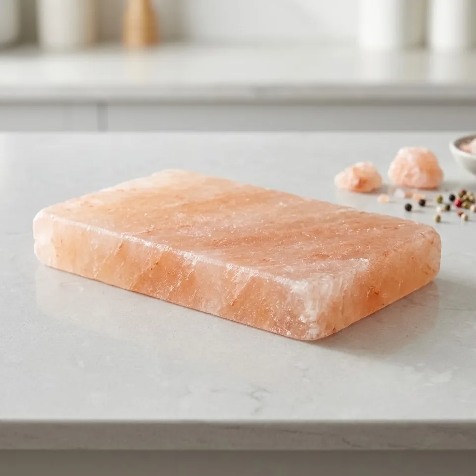 Himalayan Salt Cooking Plate – Rectangle (8"×4"×2") - Day Lifestyle
