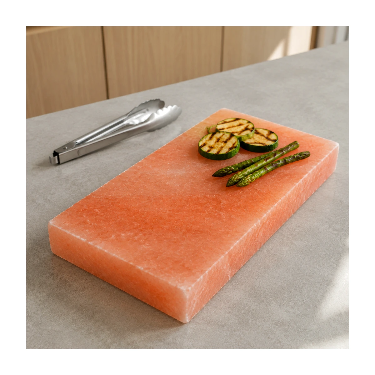 Himalayan Salt Cooking Plate – Large Square Slab (12"×8"×1.5" / 2") - Lifestyle View