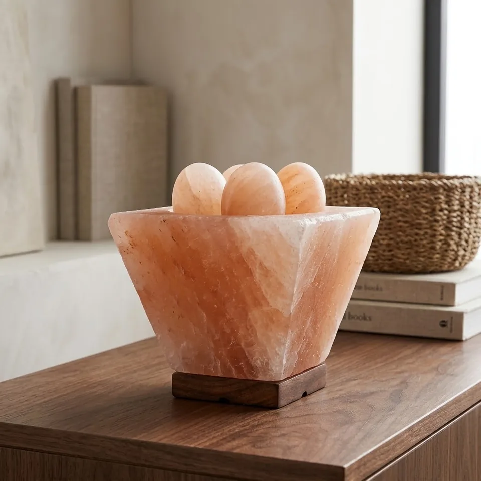 Himalayan Salt Fire Bowl – Cubic with Eggs - Day Lifestyle