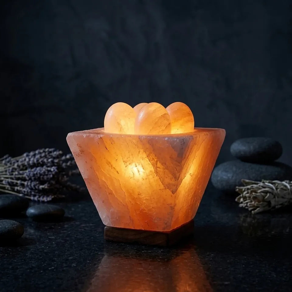 Himalayan Salt Fire Bowl – Cubic with Eggs - Night Glow