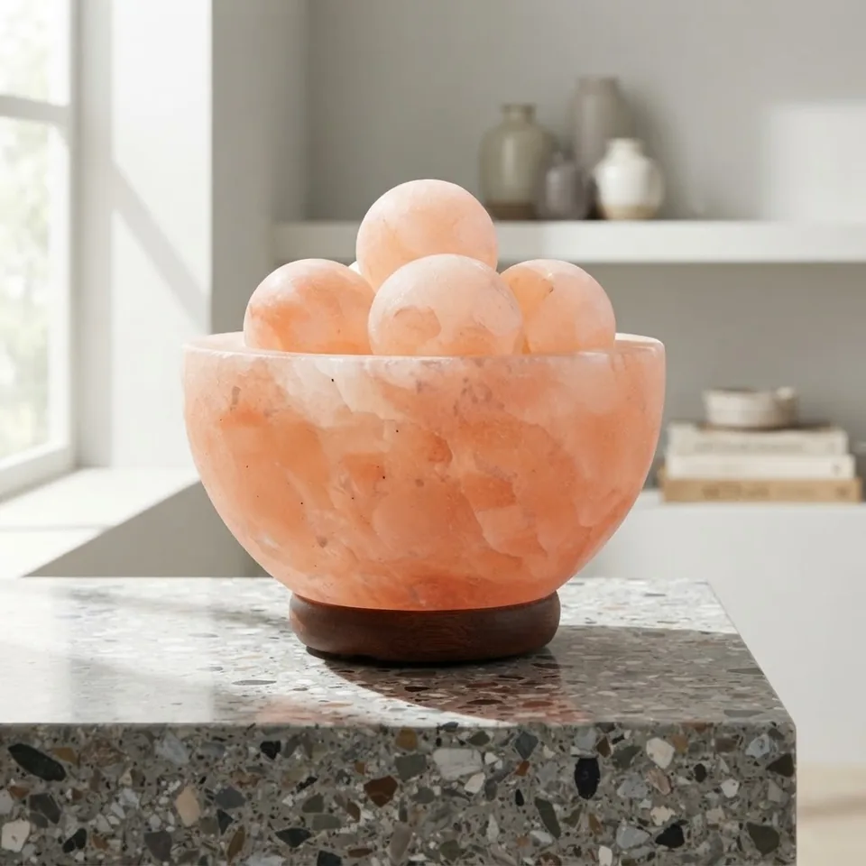 Himalayan Salt Fire Bowl – Round with Eggs - Day Lifestyle