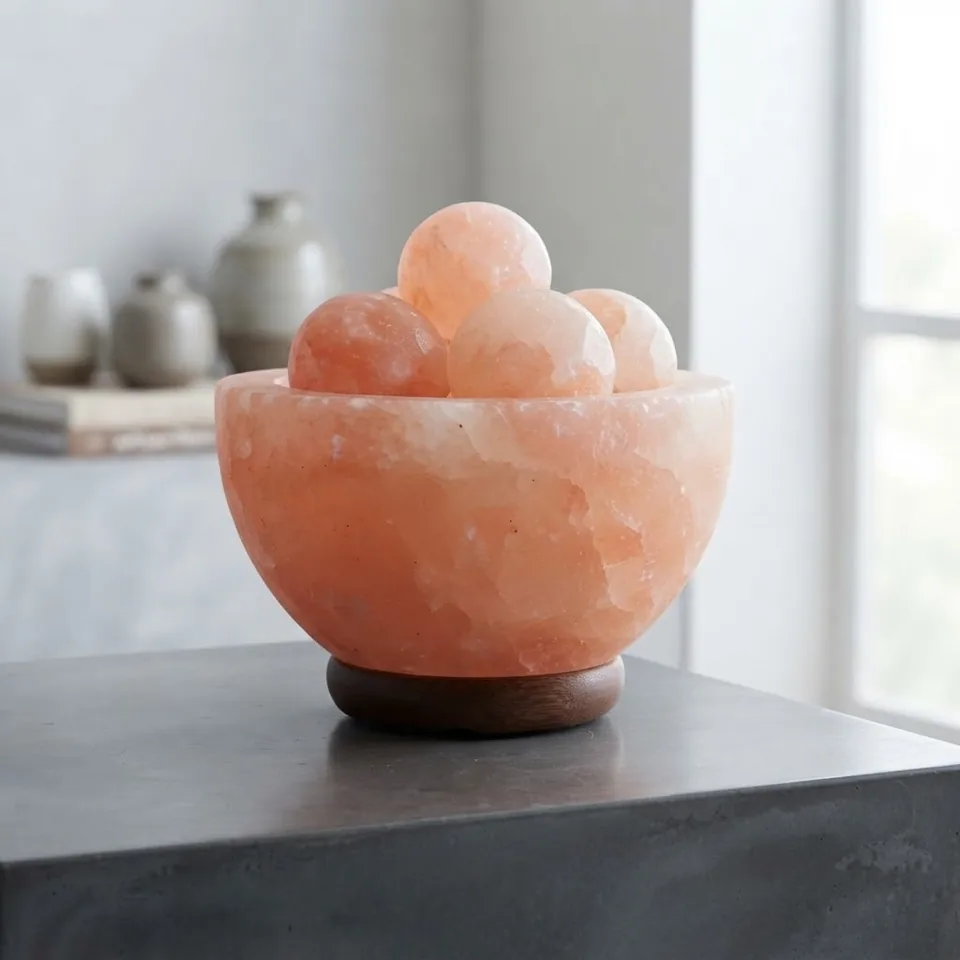 Himalayan Salt Fire Bowl – Round with Eggs - Night Glow