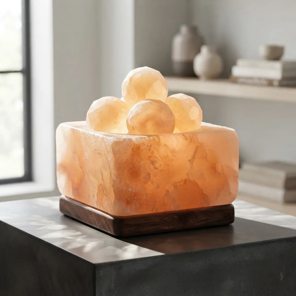 Himalayan Salt Fire Bowl – Square with Eggs - Night Glow