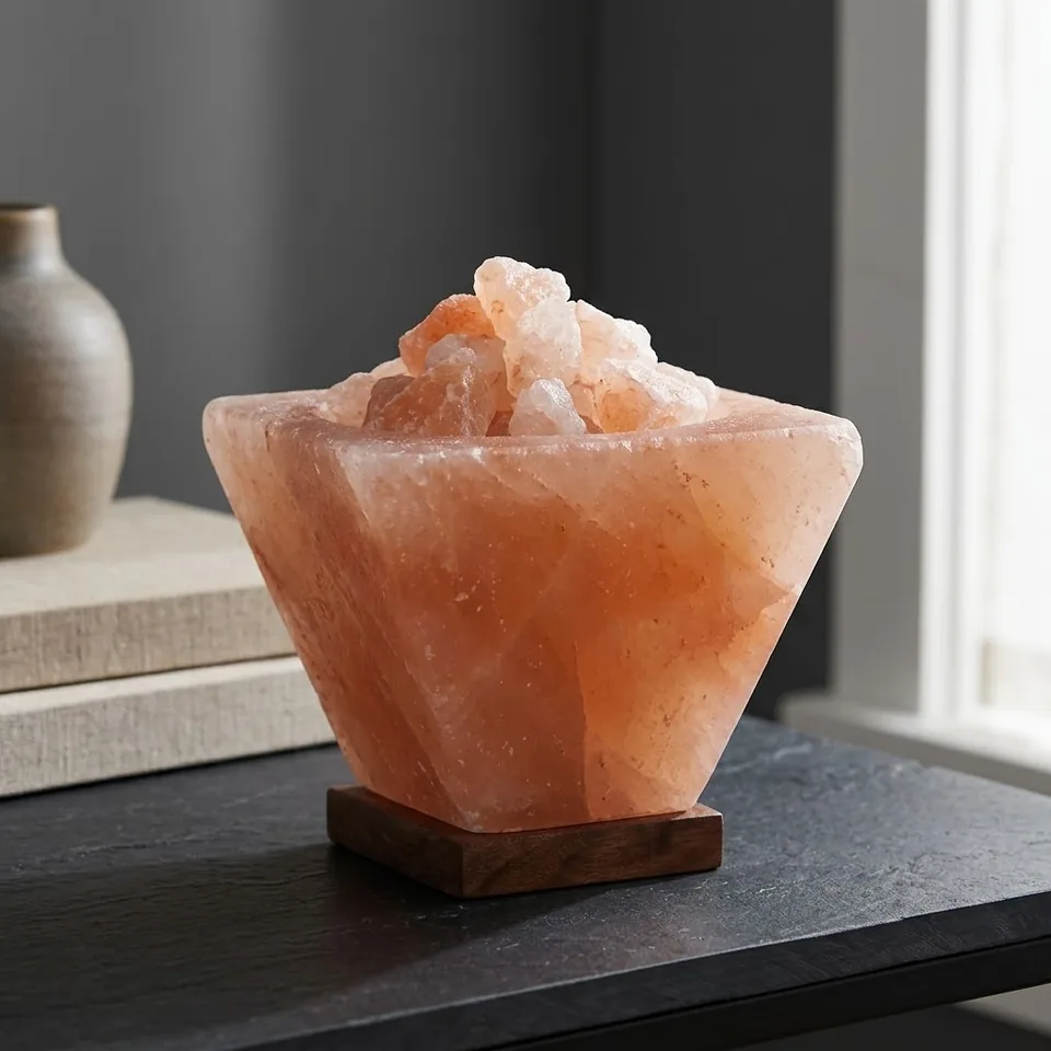 Himalayan Salt Fire Bowl – Cubic with Chunks - Night Glow