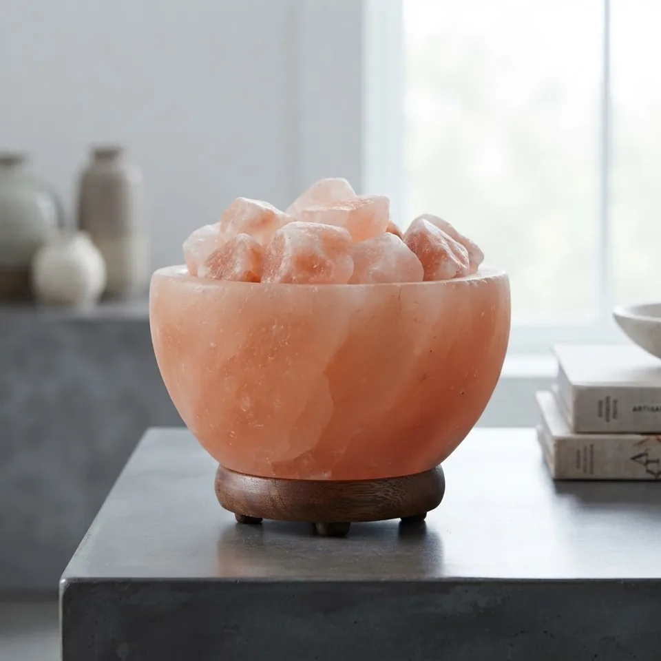 Himalayan Salt Fire Bowl – Round with Chunks - Day Lifestyle
