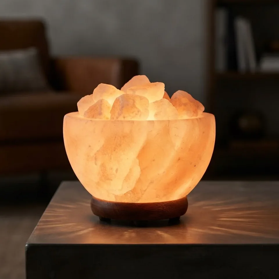Himalayan Salt Fire Bowl – Round with Chunks - Night Glow