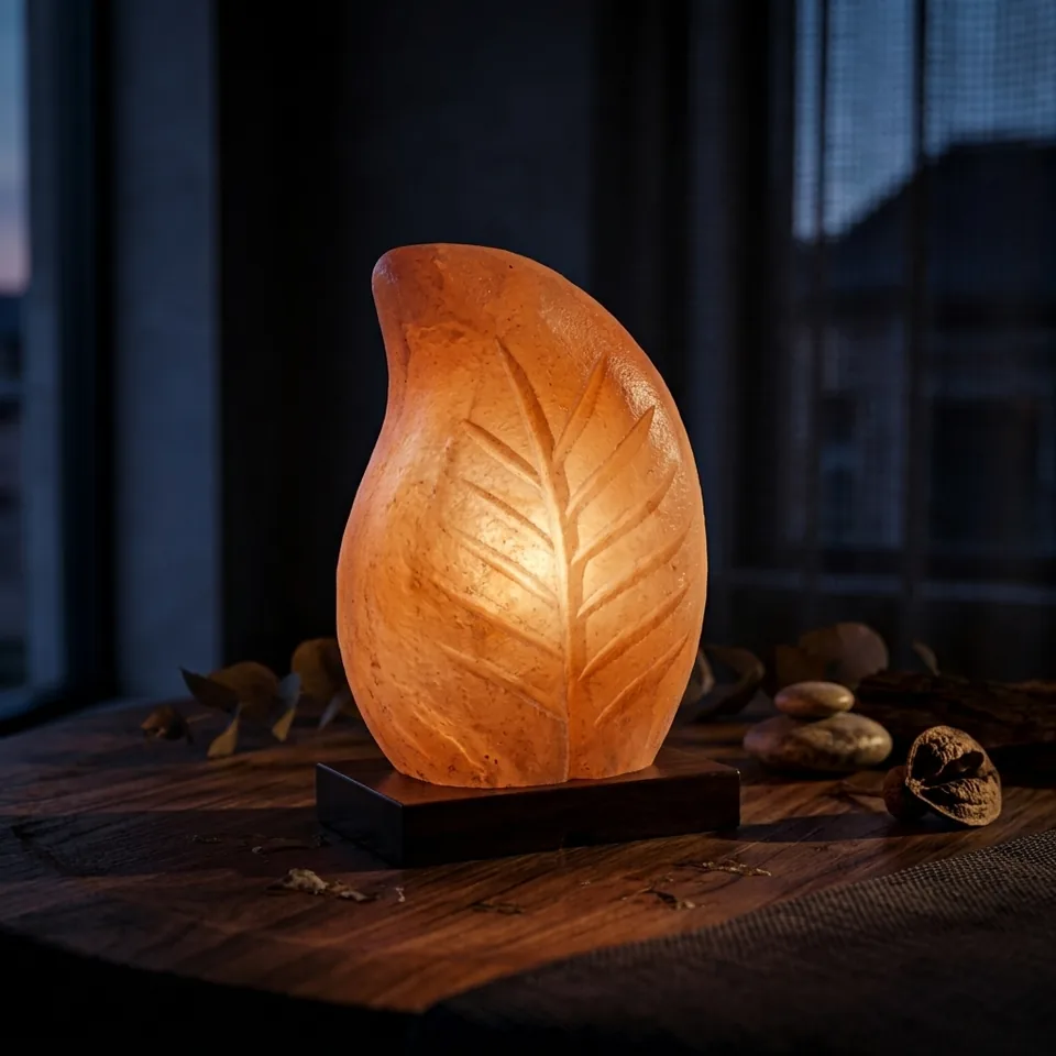 Figure Shape Salt Lamp – Leaf - Day Lifestyle