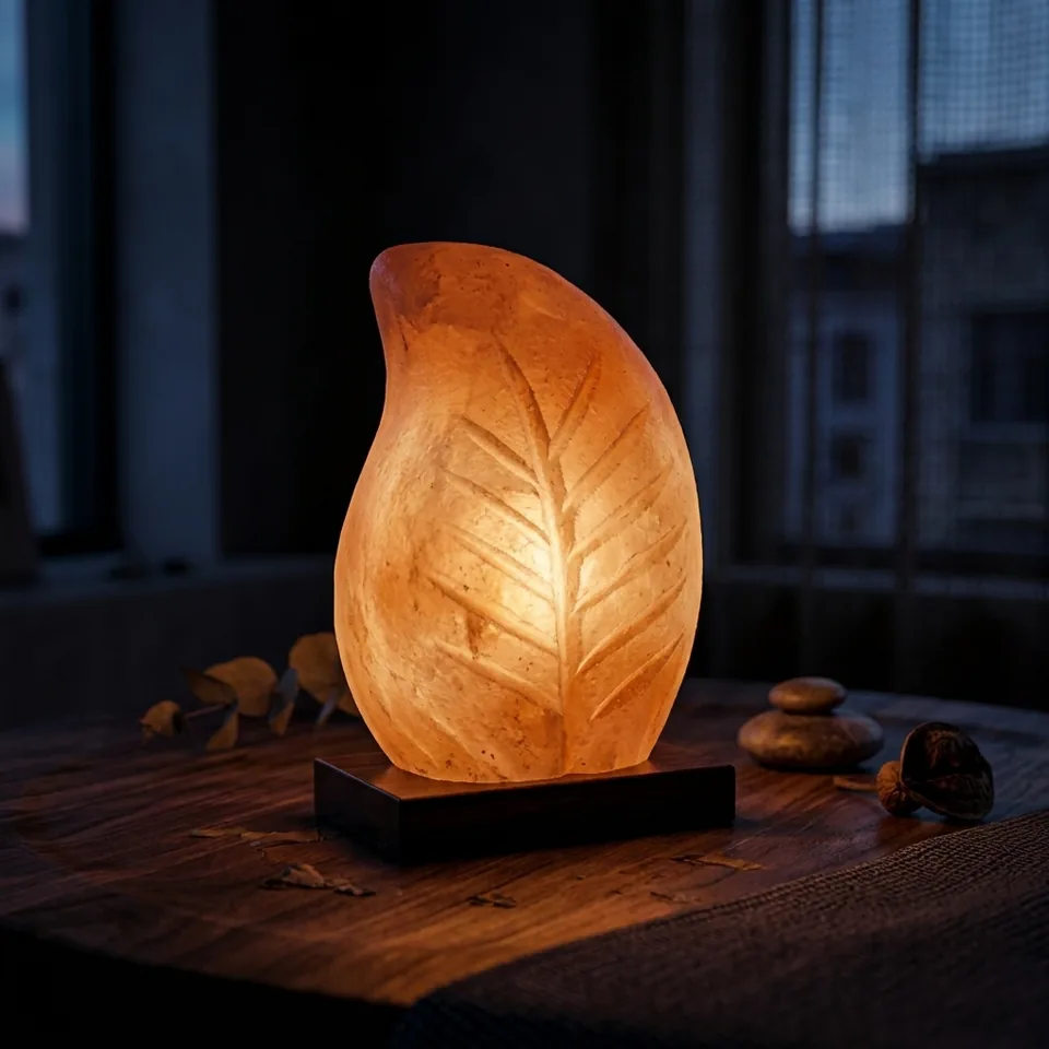 Figure Shape Salt Lamp – Leaf - Night Glow