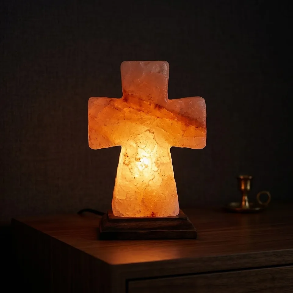 Figure Shape Salt Lamp – Cross - Day Lifestyle