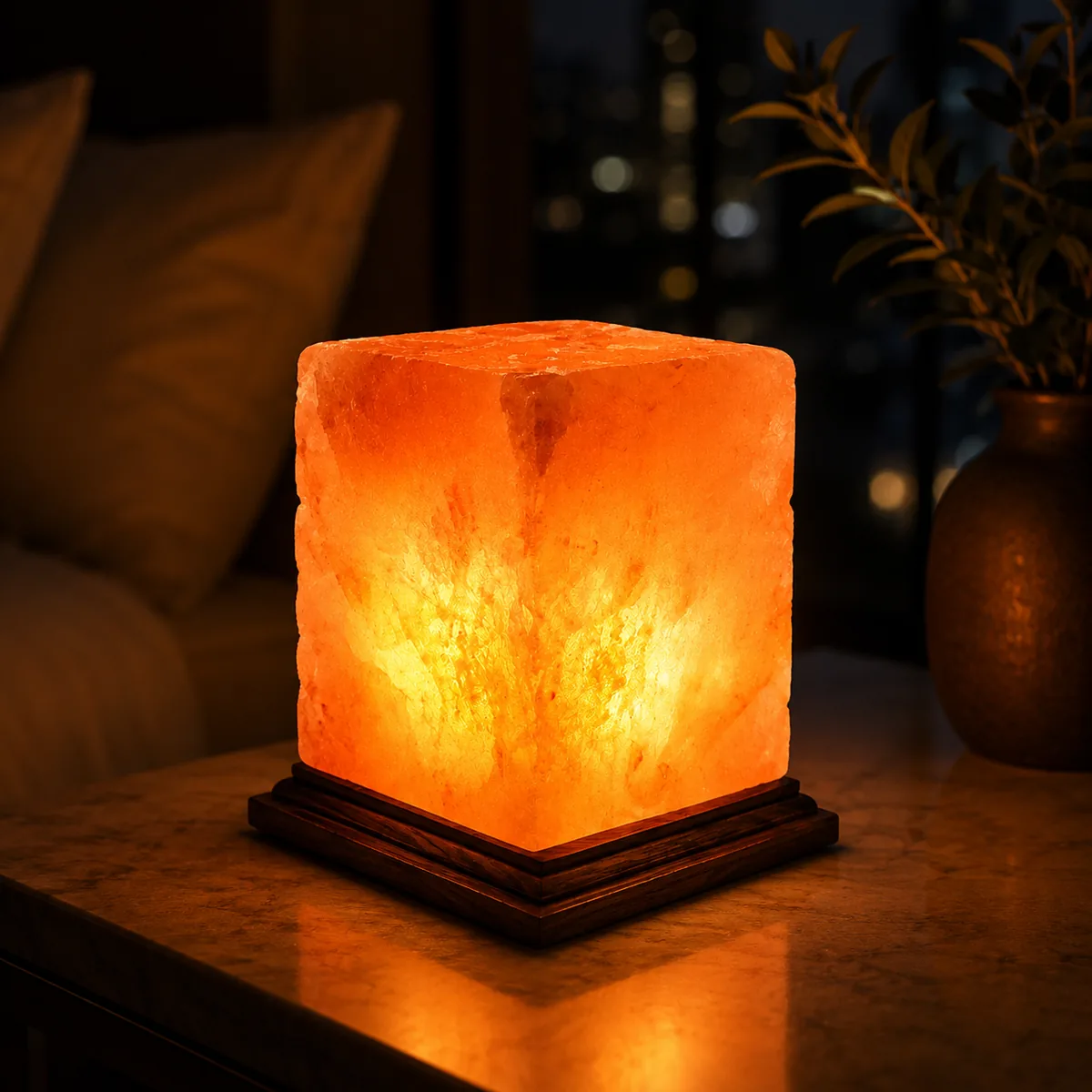 Geometrical Shape Salt Lamp – Short Cube - Day Lifestyle