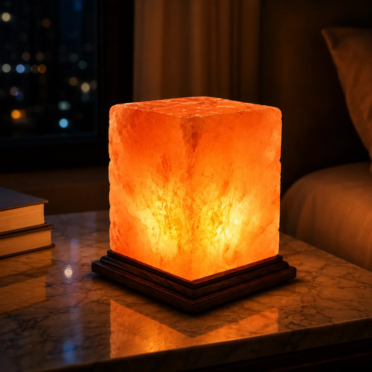 Geometrical Shape Salt Lamp – Short Cube - Night Glow