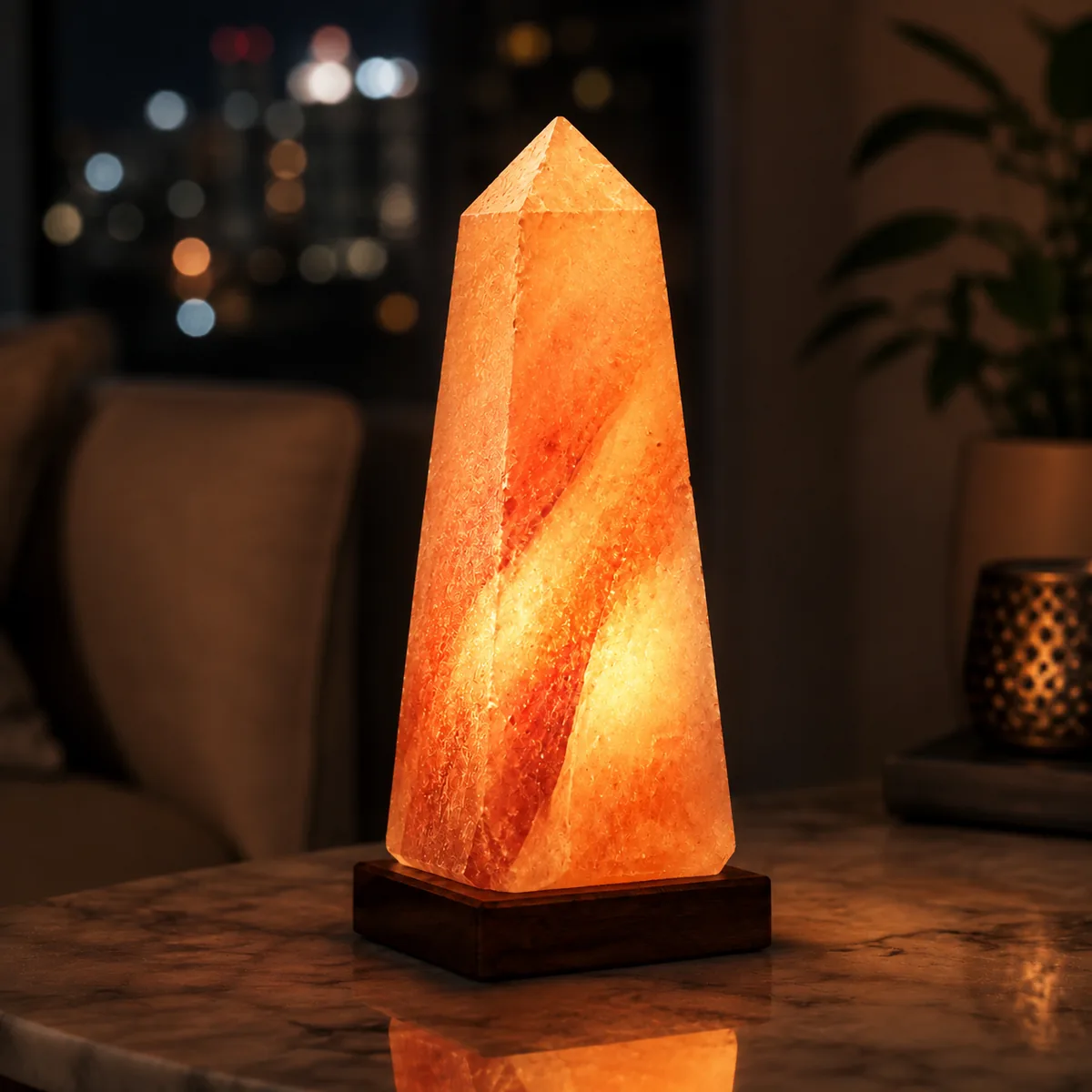 Geometrical Shape Salt Lamp – Obelisk - Day Lifestyle