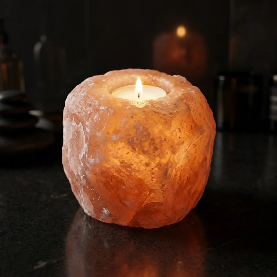Salt T-Light Candle Holder – Natural (1-Hole) - Day Lifestyle