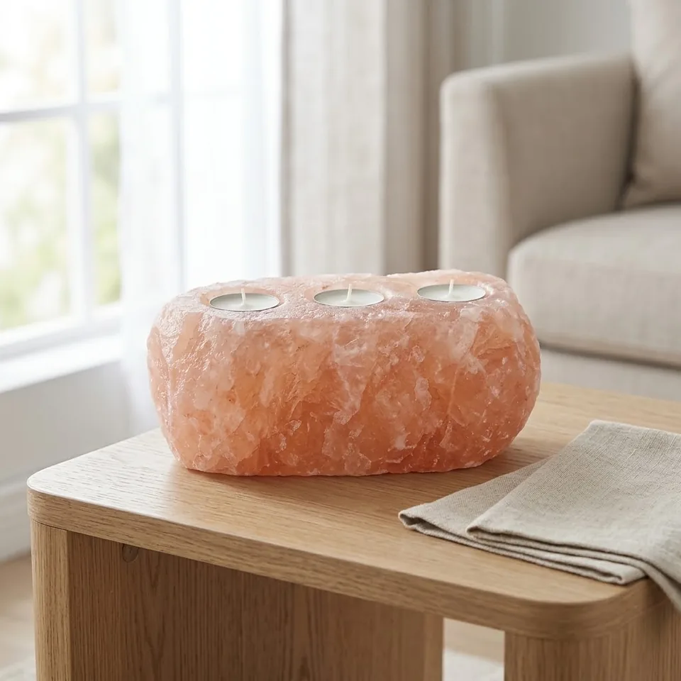 Salt T-Light Candle Holder – Natural (3,4&5-Hole) - Day Lifestyle