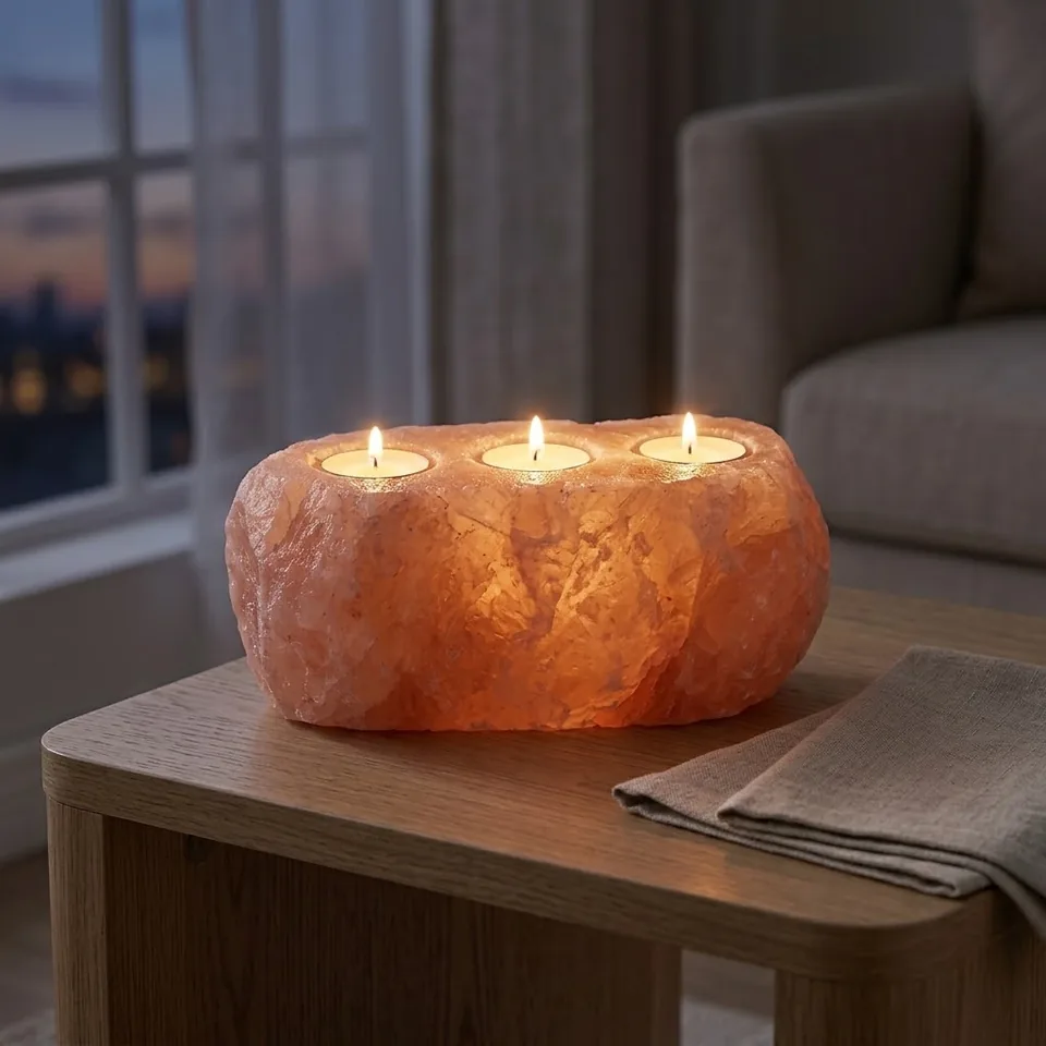 Salt T-Light Candle Holder – Natural (3,4&5-Hole) - Night Glow