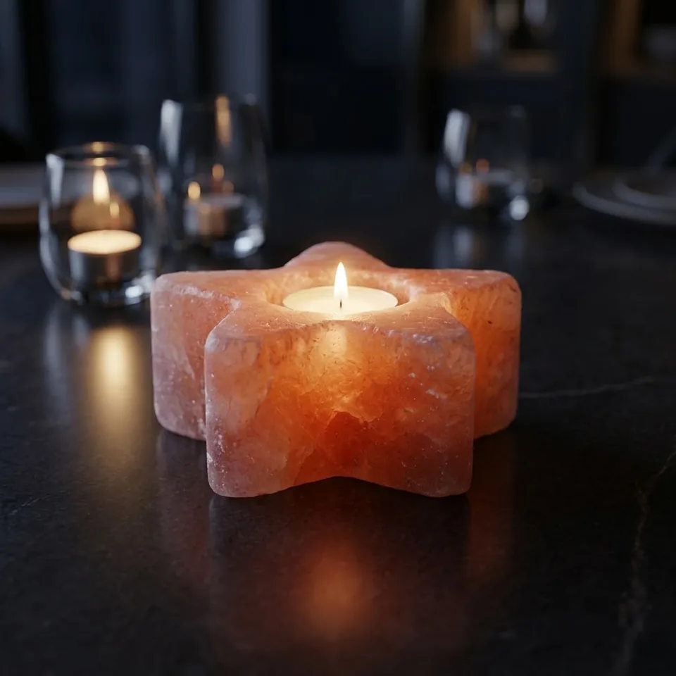 Salt T-Light Candle Holder – Star - Night Glow