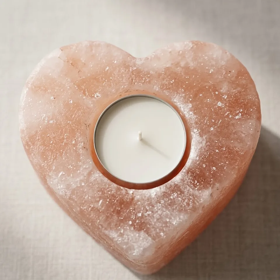 Salt T-Light Candle Holder – Heart - Night Glow