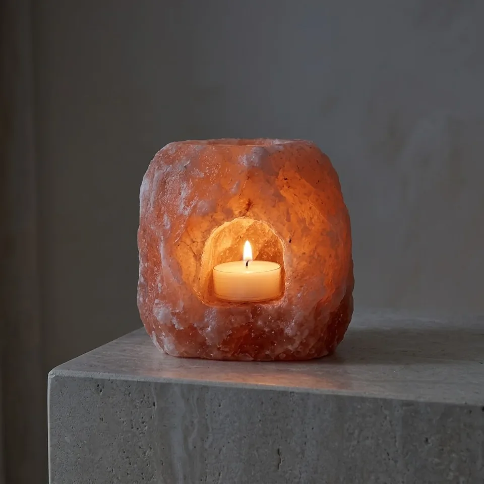 Salt T-Light Candle Holder – Natural - Night Glow