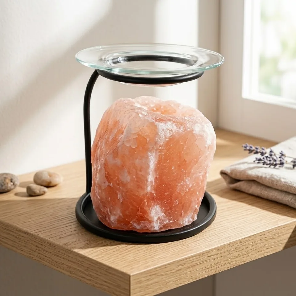 Salt T-Light Candle Holder – Natural Salt Oil Burner - Night Glow
