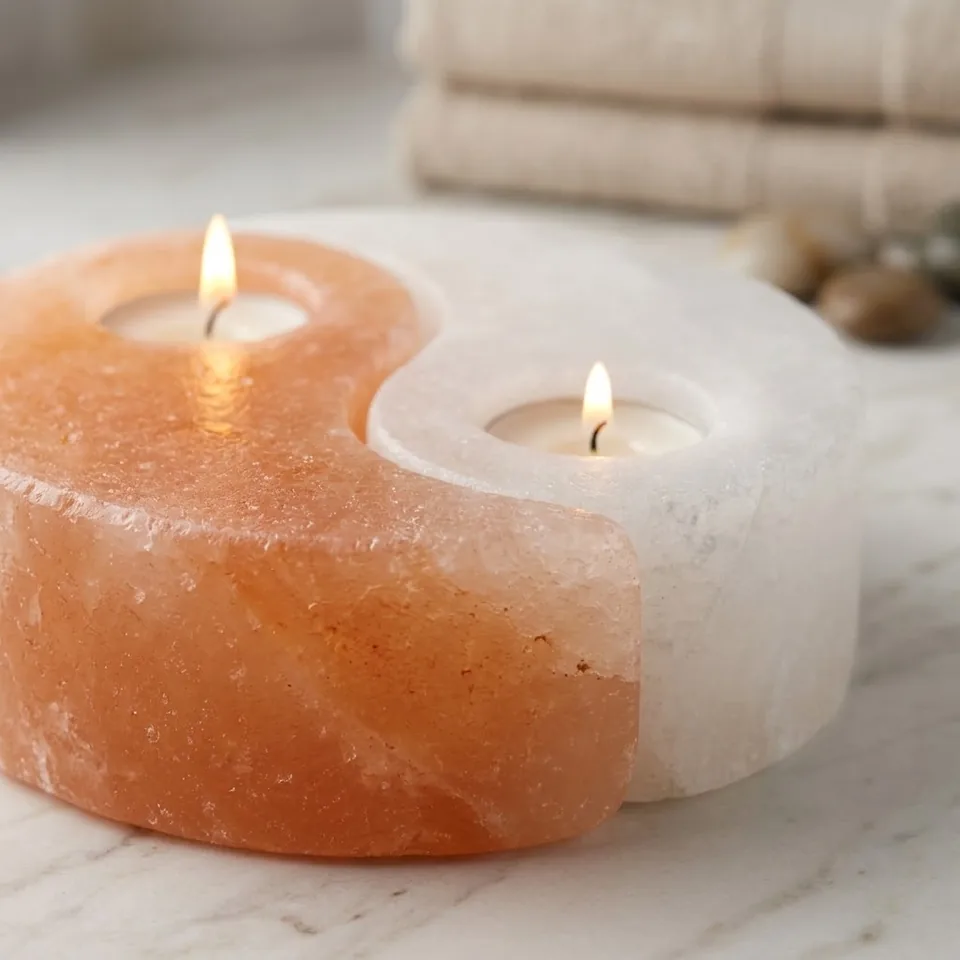 Salt T-Light Candle Holder – Yang - Night Glow