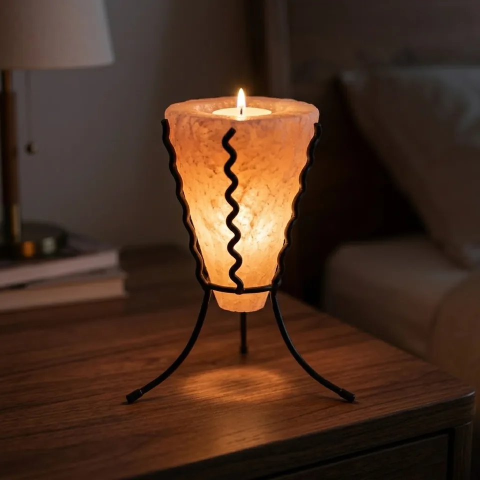 Salt T-Light Candle Holder – Iron Stand #D (12pcs) - Night Glow