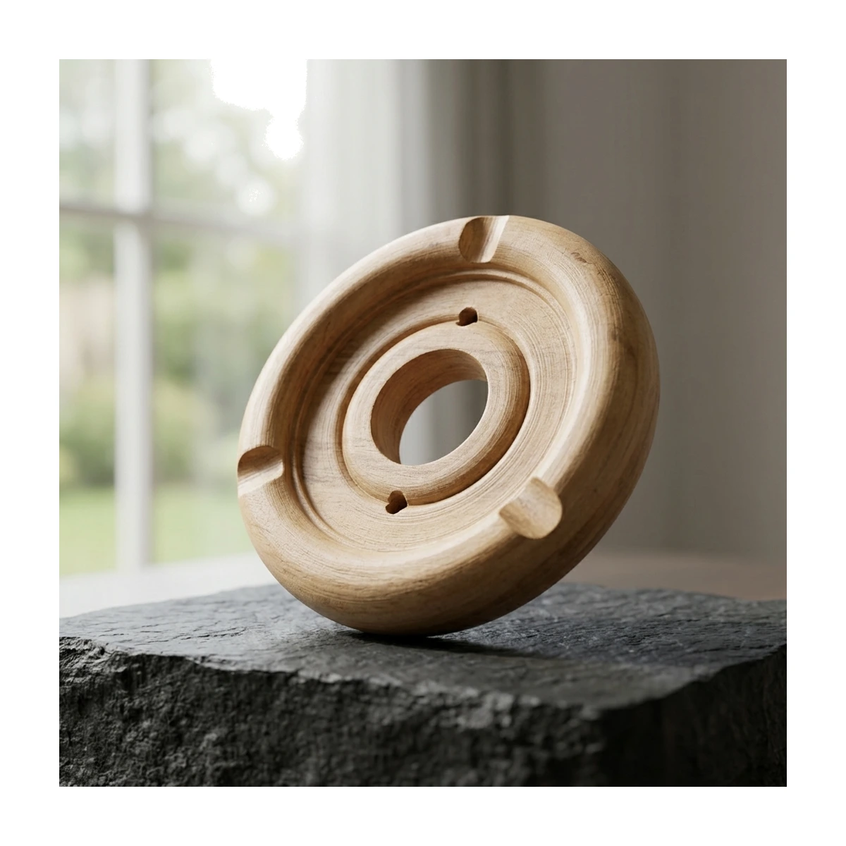 Wooden Base – Round Carved Natural Base (RG135)