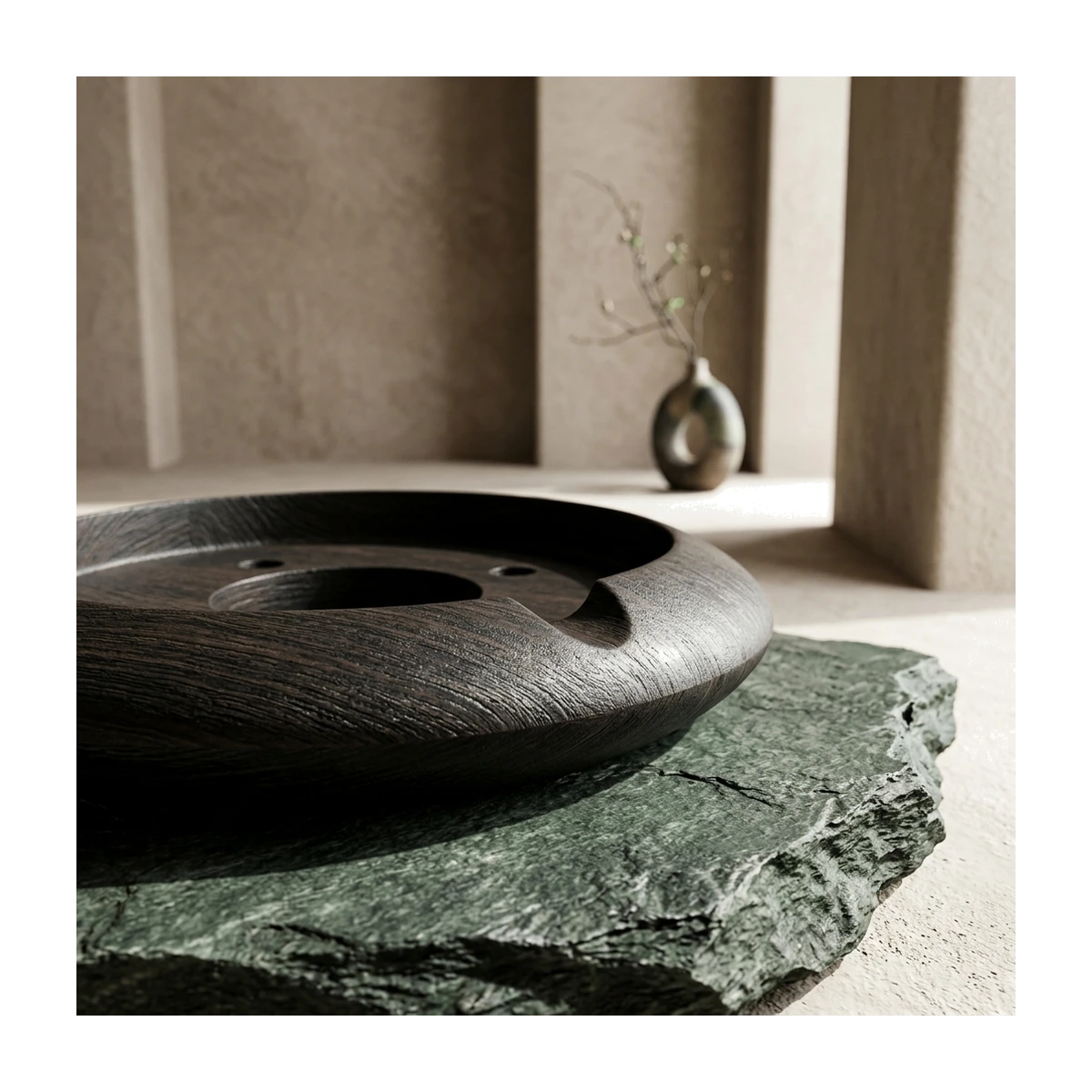 Wooden Base – Beveled Black Round Base (RG139) - Day Lifestyle