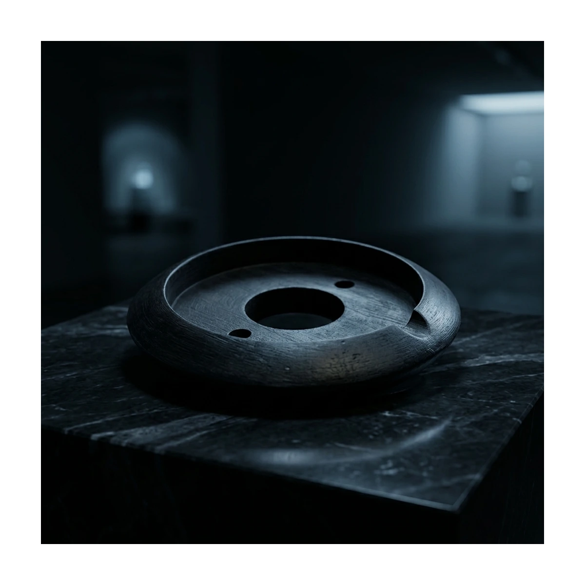 Wooden Base – Beveled Black Round Base (RG139) - Night Glow