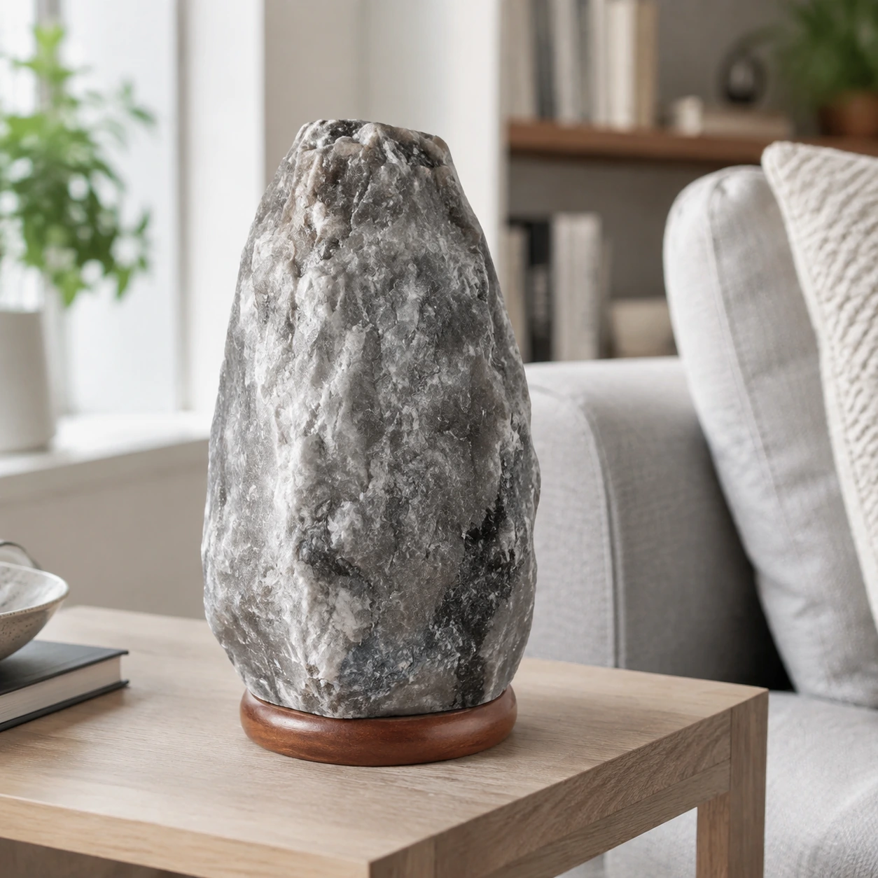 Natural Shape Himalayan Salt Lamp – Grey - Day Lifestyle