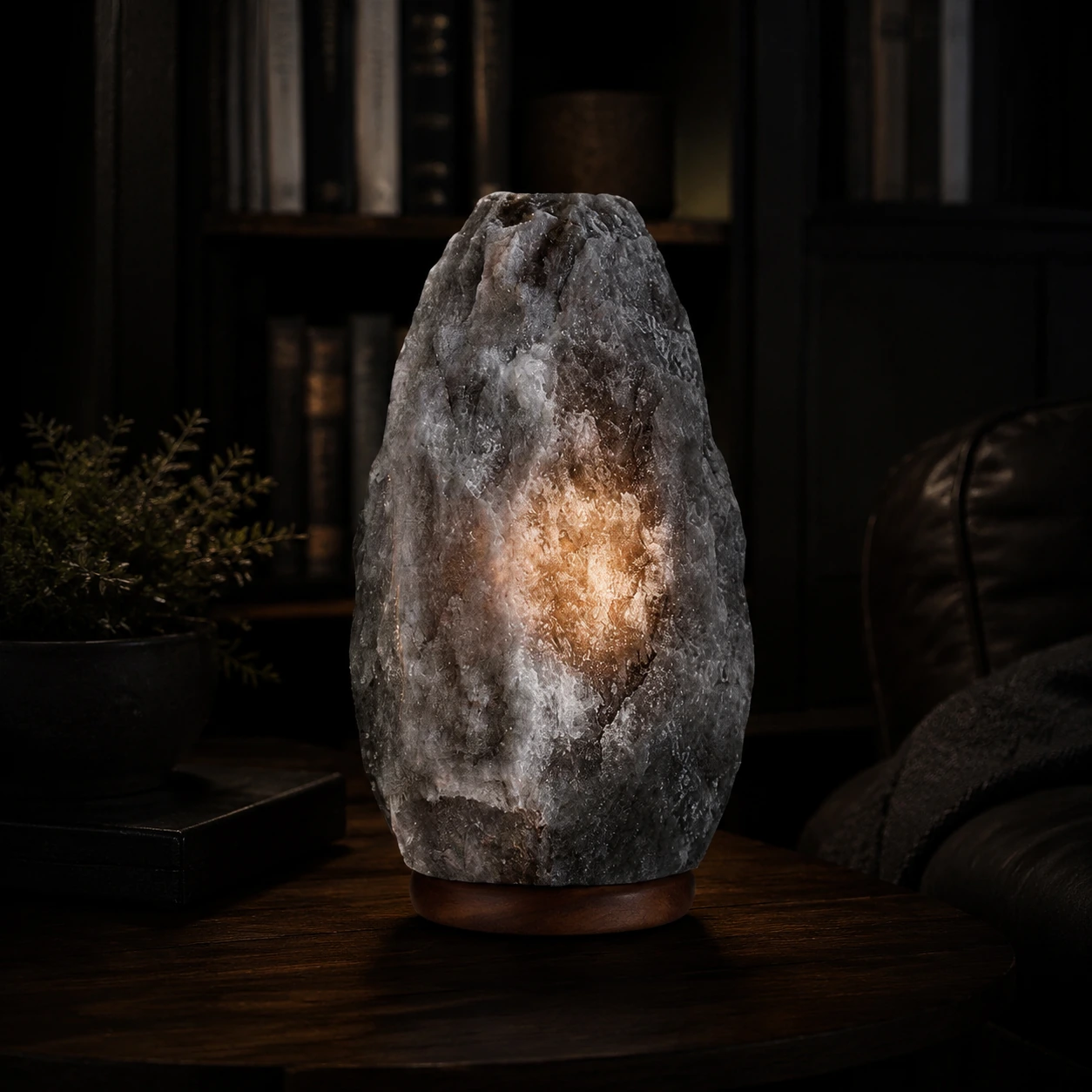 Natural Shape Himalayan Salt Lamp – Grey - Night Glow