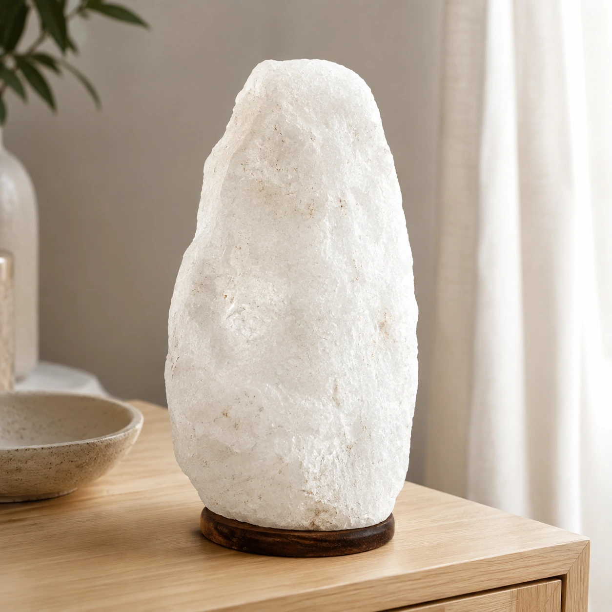 Natural Shape Himalayan Salt Lamp – White - Day Lifestyle